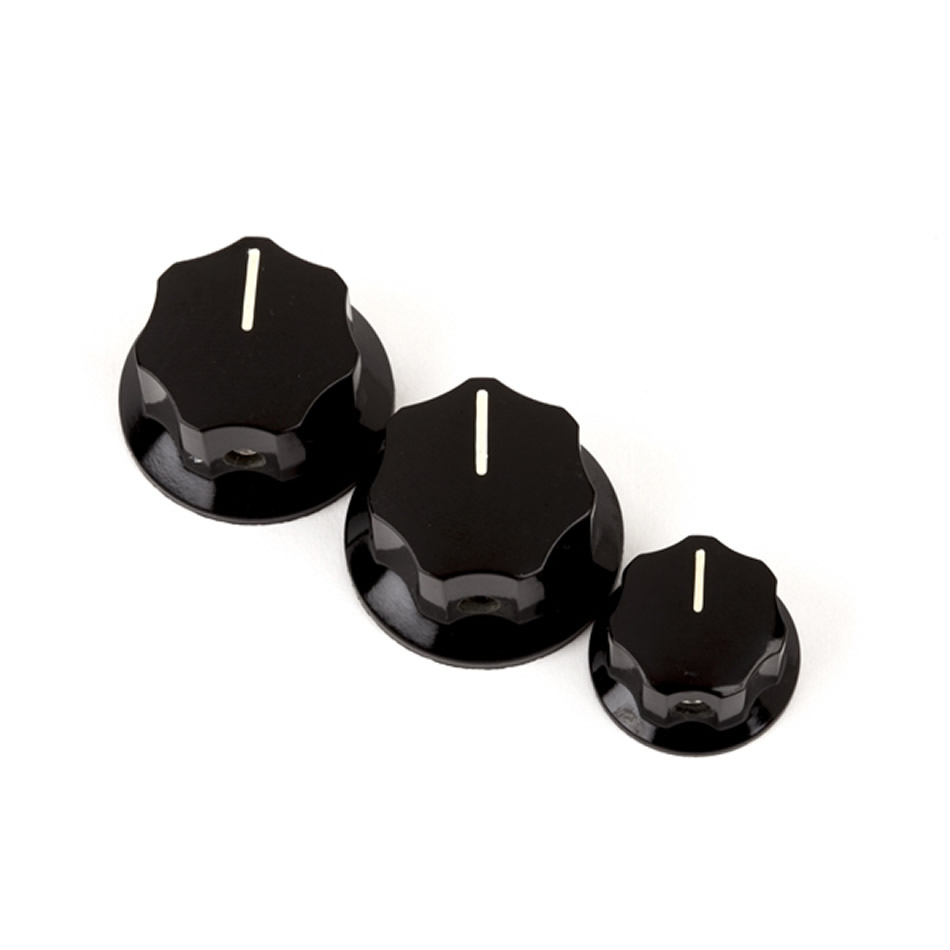 Fender Jazz Bass Control Knobs, Black - Set of 3