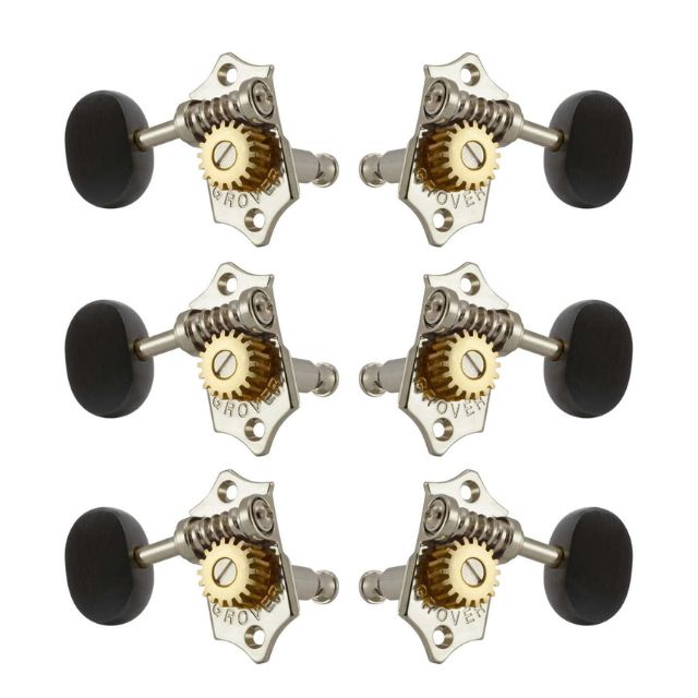 Grover Sta-Tite 3-Per-Side Tuners, 18:1, Nickel/Ebony