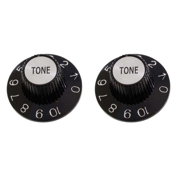 AllParts Witch Hat Knobs (2) - Black, USA Split Shaft