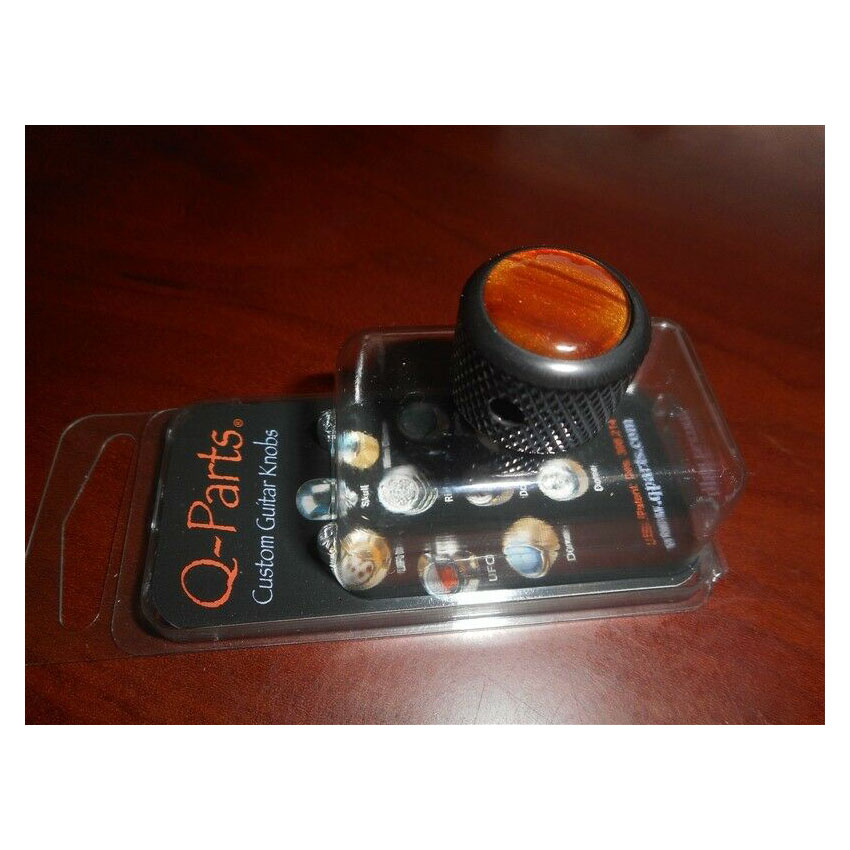 Q-Parts Dome Knobs, Dark Black w/ Blue Crystal Glass Inlay