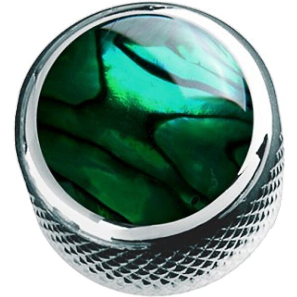 Q Parts Dome Knob - Green Abalone Shell, Chrome
