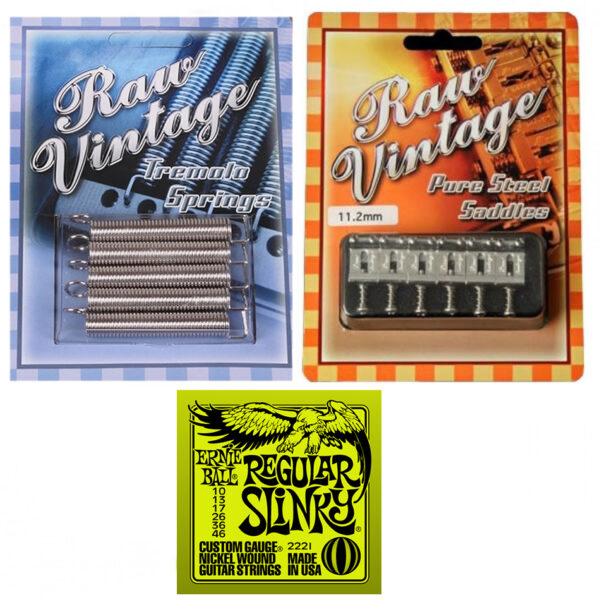 RAW VINTAGE RVTS-1 Spring Set, RVS-112 Saddles & Ernie Ball Strings
