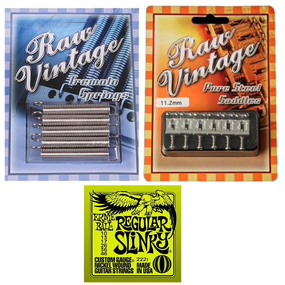 RAW VINTAGE RVTS-1 Spring Set, RVS-112 Saddles & Ernie Ball Strings