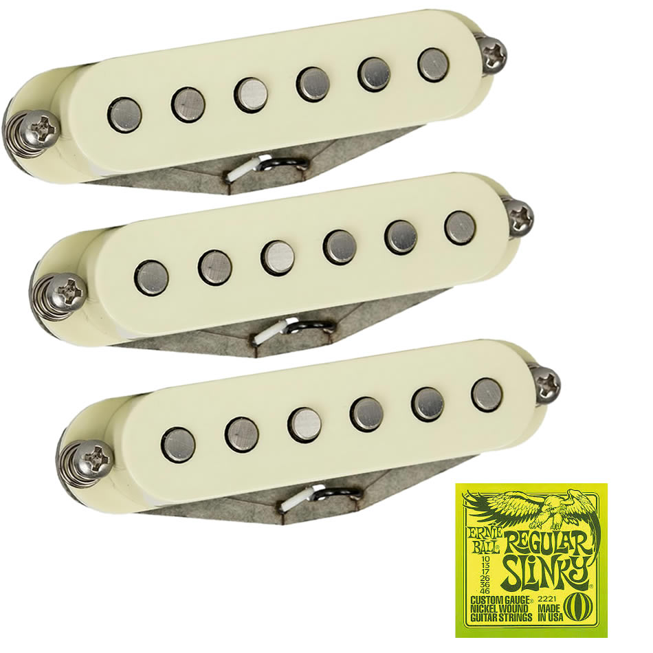 Suhr V70 Single Coil Set, Parchment + Ernie Ball Strings