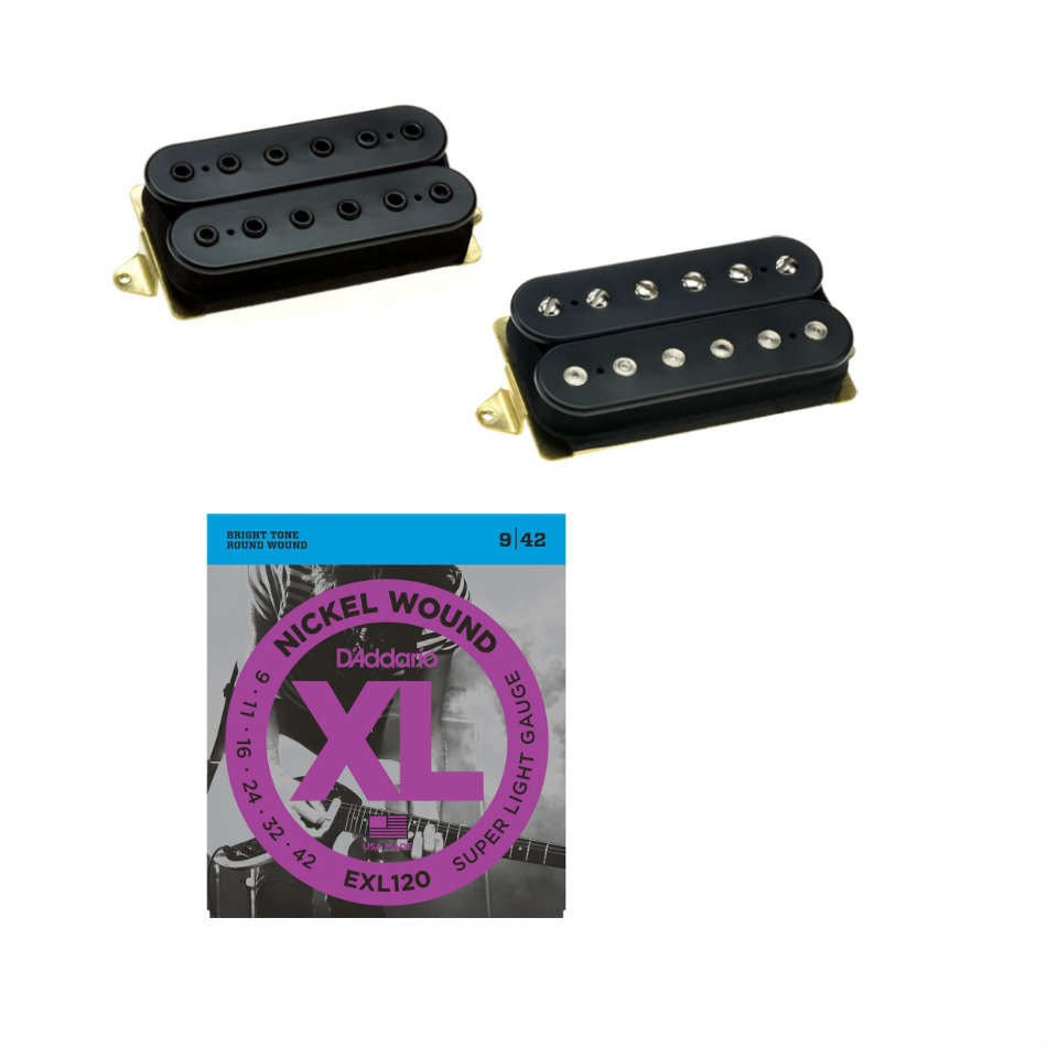 DiMarzio PAF Pro / Norton Humbucker Set, Black + Strings
