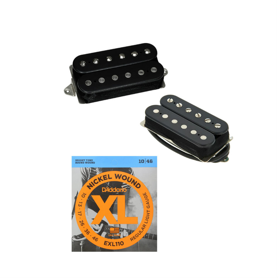 DiMarzio DP103BK/DP223BK 36th PAF Set, Black + Free Strings