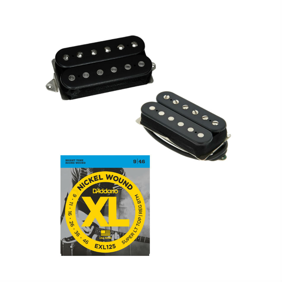 DiMarzio DP103BK/DP223BK 36th PAF Set, Black + Free Strings