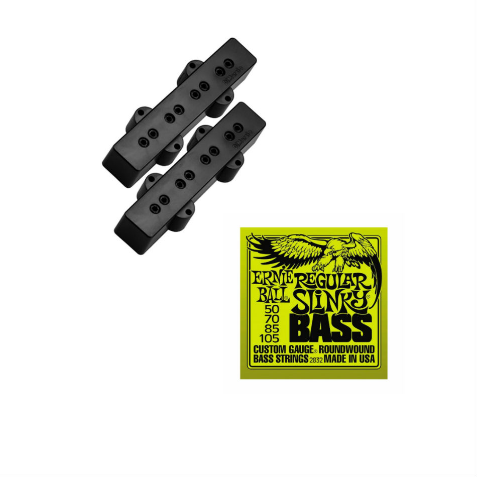 DiMarzio DP123BK Model J Bass Pickup Set + Strings