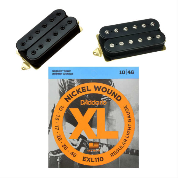 DiMarzio PAF Pro / Tone Zone F-Spaced Humbucker Set, Black + Free Strings