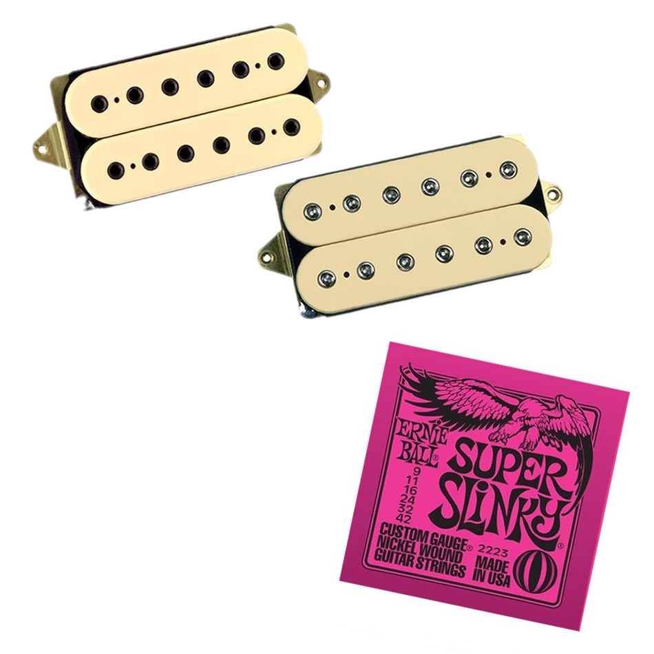 DiMarzio PAF Pro/Tone Zone Humbucker Set, Creme + Strings