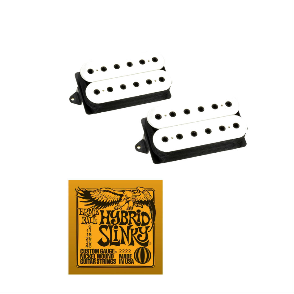 DiMarzio Evolution DP158FW/DP159FW Set, White + Strings