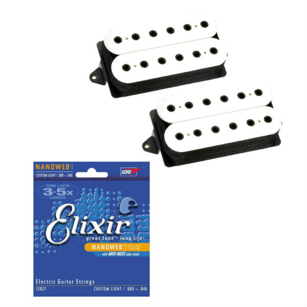 DiMarzio Evolution DP158FW/DP159FW Set, White + Strings