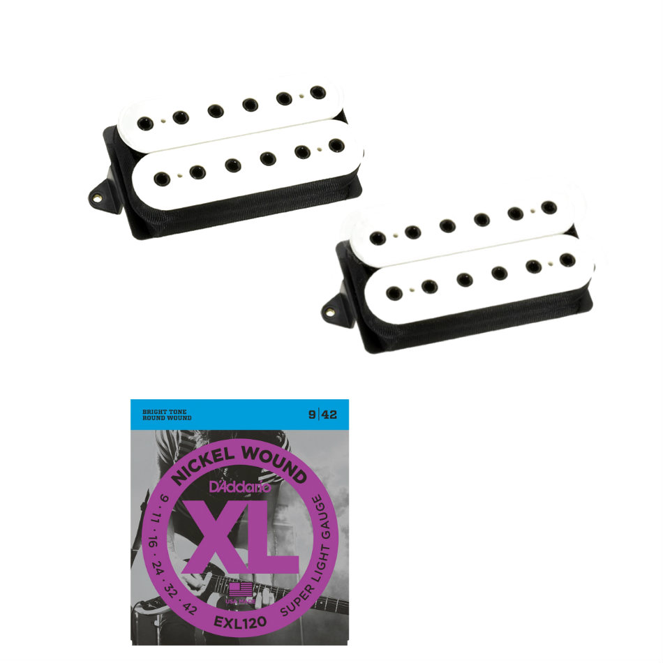 DiMarzio Evolution DP158FW/DP159FW Set, White + Strings