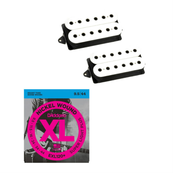 DiMarzio Evolution DP158FW/DP159FW Set, White + Strings