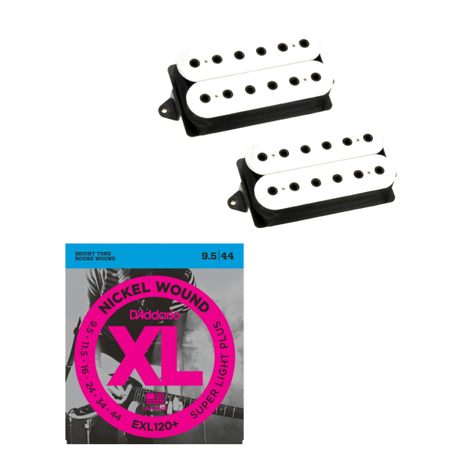 DiMarzio Evolution DP158FW/DP159FW Set, White + Strings