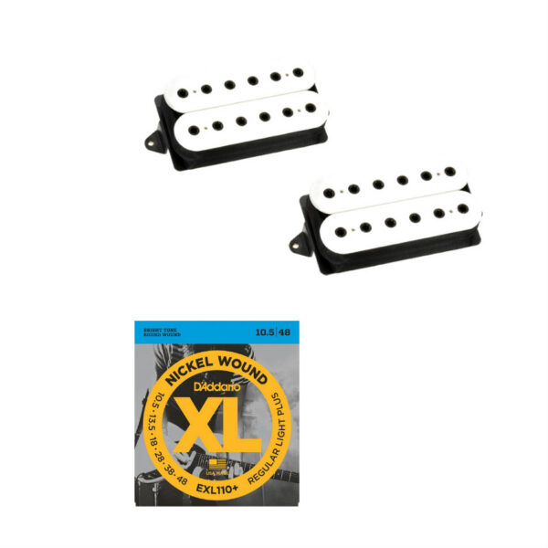 DiMarzio Evolution DP158FW/DP159FW White F-Spaced Set + Strings