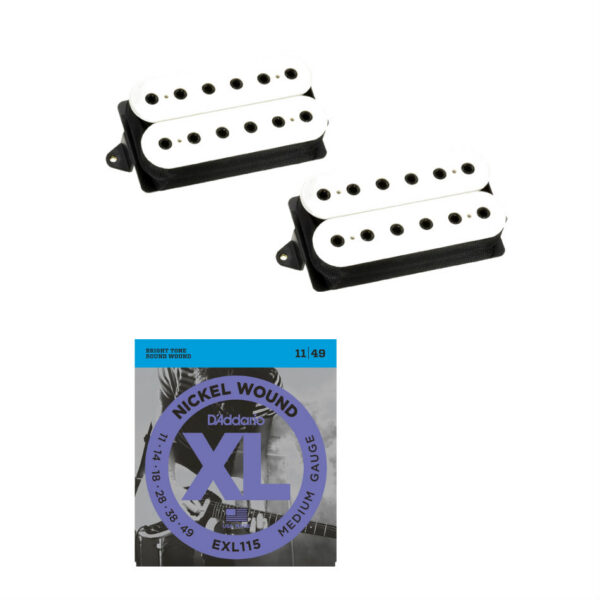 DiMarzio Evolution DP158FW/DP159FW Set, White + Strings