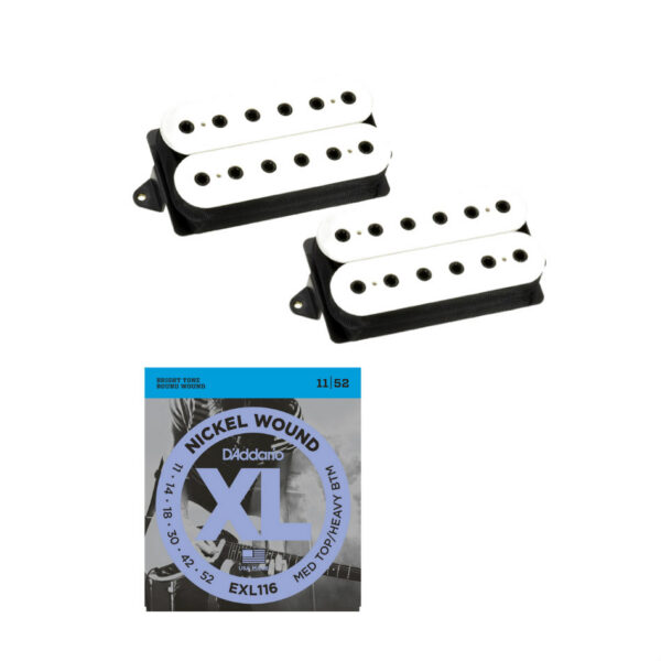 DiMarzio Evolution DP158FW/DP159FW Set, White + Strings