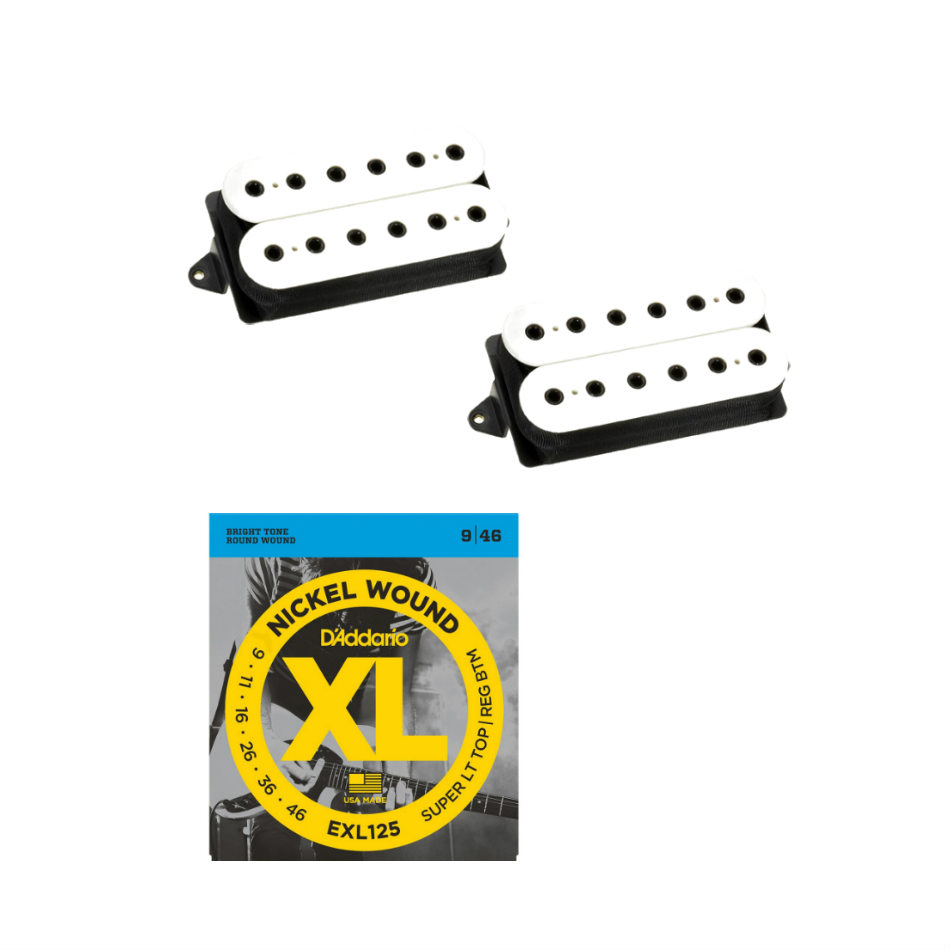 DiMarzio Evolution DP158FW/DP159FW Set, White + Strings
