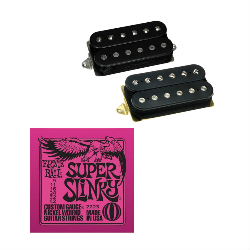 DiMarzio PAF 36th/Norton F-Spaced Set, Black + EB Strings