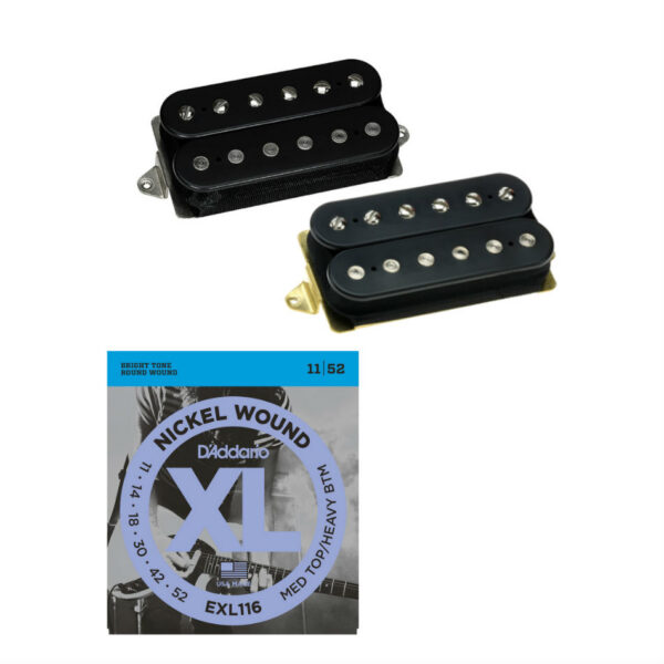 DiMarzio 36th PAF Neck & Norton Bridge Set, Black + Strings