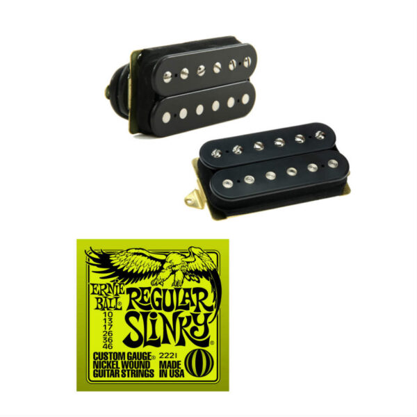 DiMarzio Air Norton/Norton Humbucker Set, Black + EB2221 Strings
