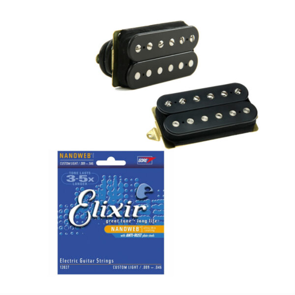 DiMarzio Air Norton/Norton F-Spaced Set, Black + Elixir Strings