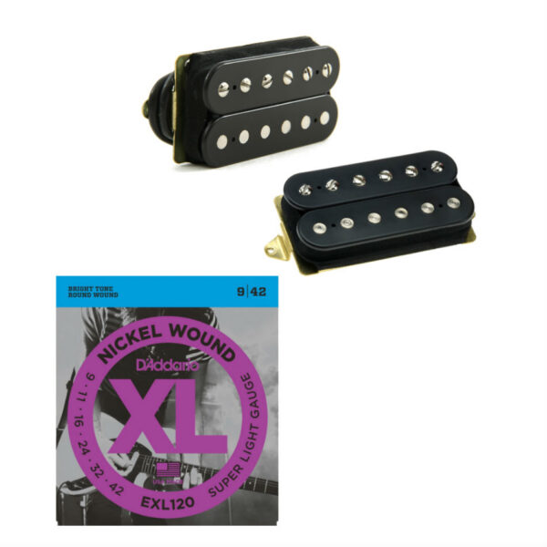 DiMarzio Air Norton/Norton Bridge (F-Spaced) Set, Black + Strings