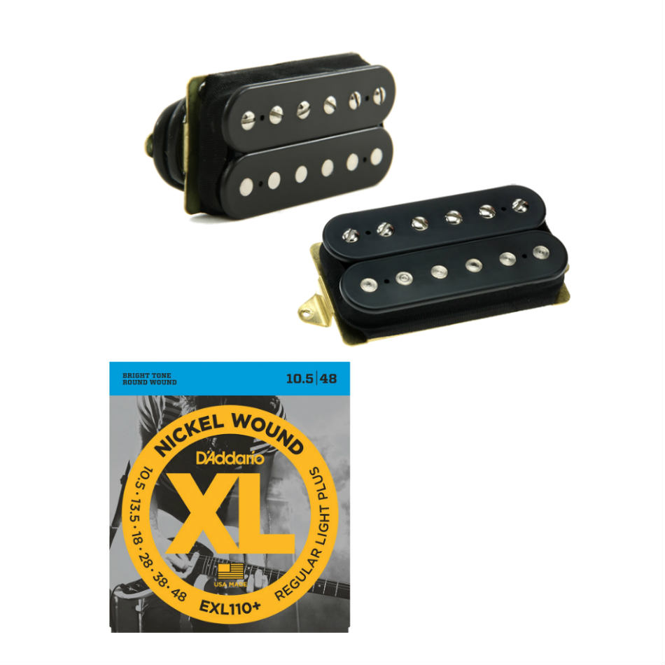 DiMarzio Air Norton/Norton Humbucker Set, Black + Strings