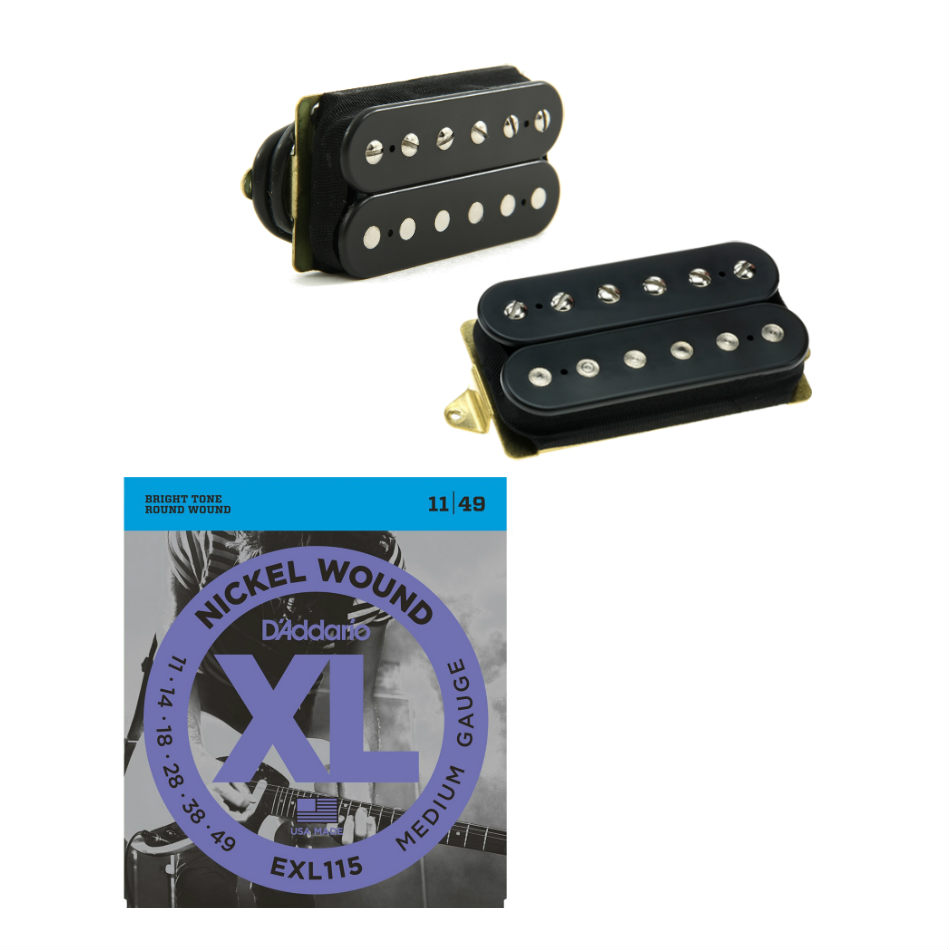 DiMarzio Air Norton/Norton F-Spaced Set, Black + Strings