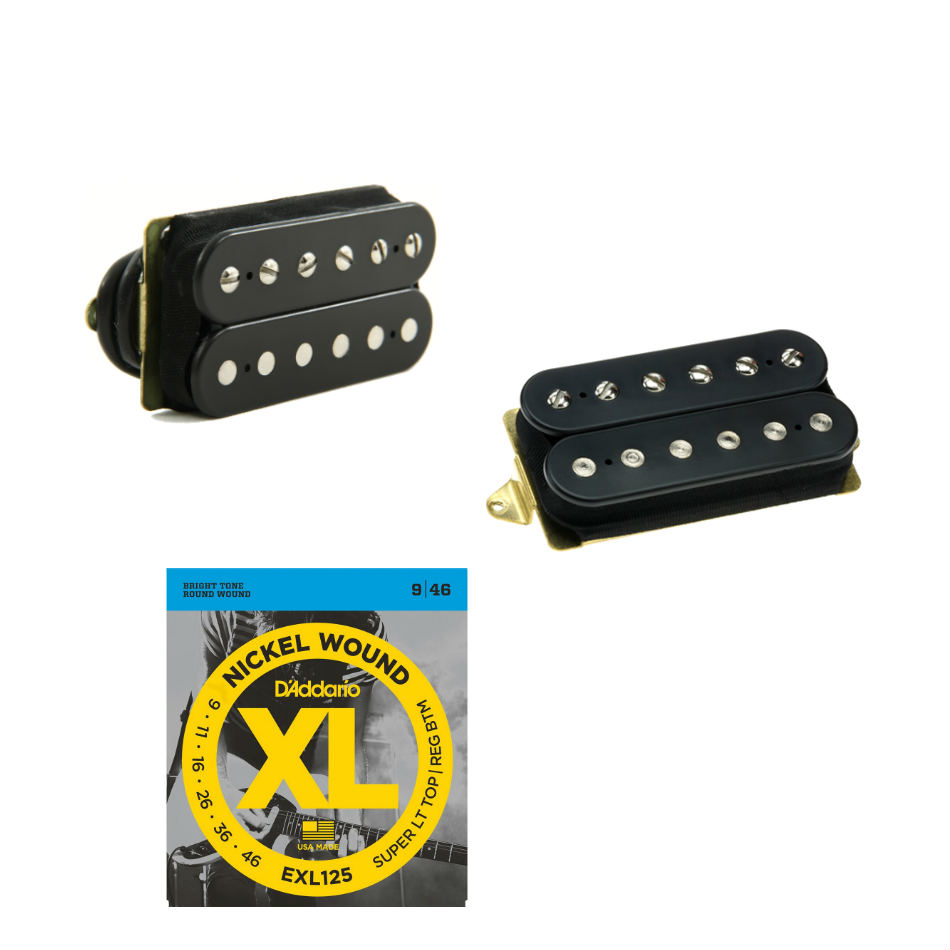 DiMarzio Air Norton/Norton (F-Spaced) Humbucker Set, Black + Free Strings