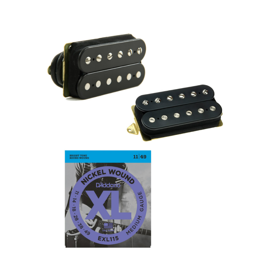 DiMarzio Air Norton/Tone Zone Humbucker Set, Black + Strings
