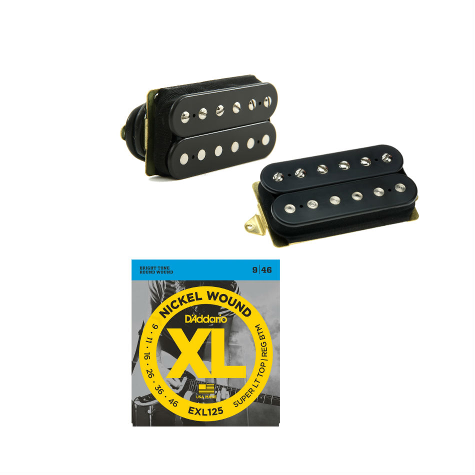 DiMarzio Air Norton/Tone Zone Humbucker Set, Black + Strings