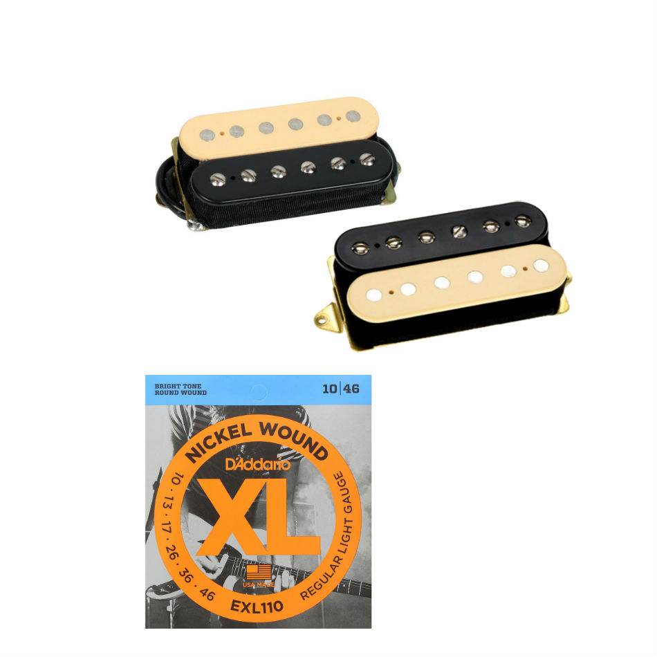DiMarzio Air Norton/Tone Zone Set, Black/Creme + Strings