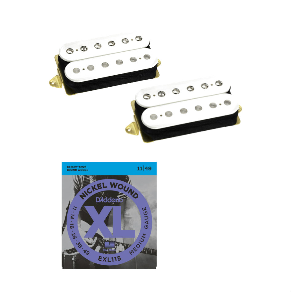 DiMarzio Air Norton/Tone Zone F-Spaced Set, White + Strings