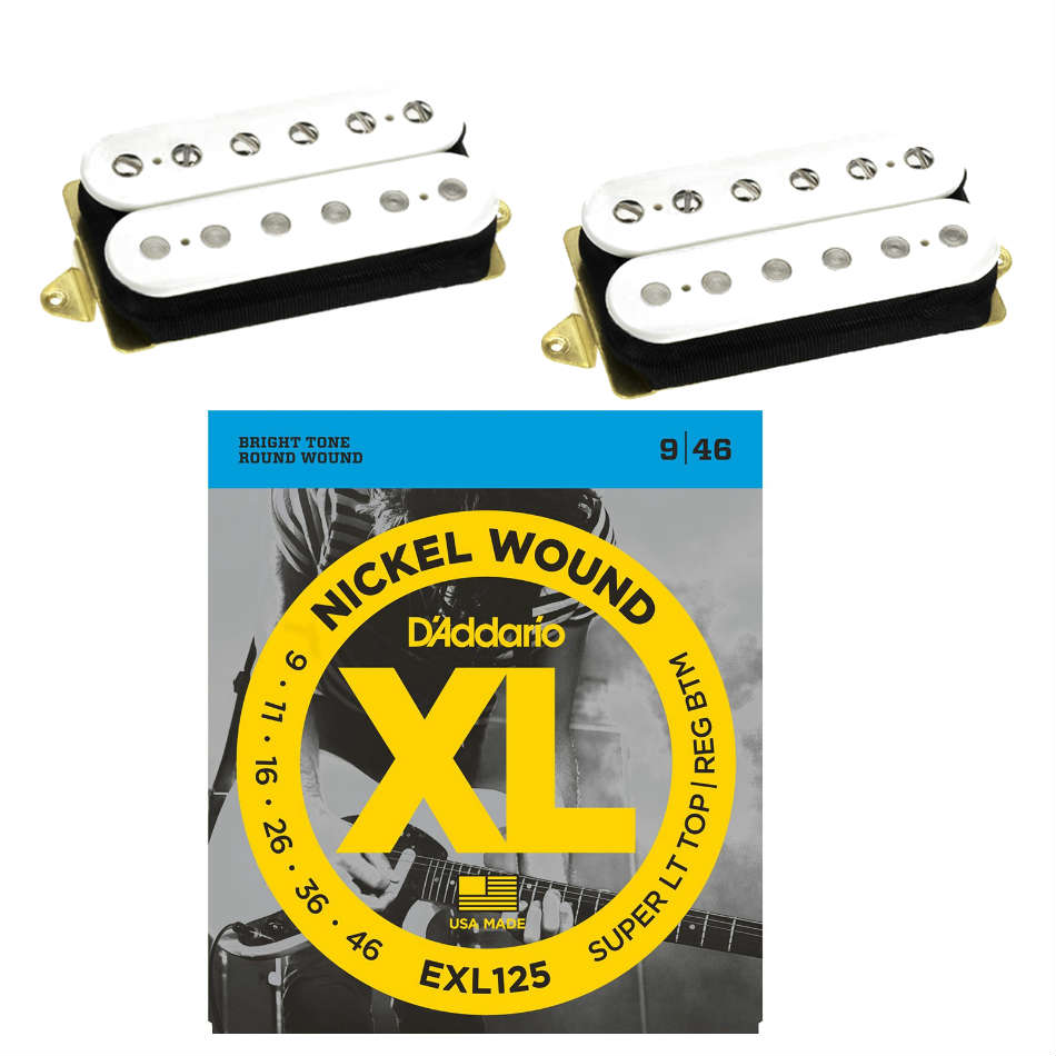 DiMarzio Air Norton/Tone Zone F-Spaced Set, White + Strings