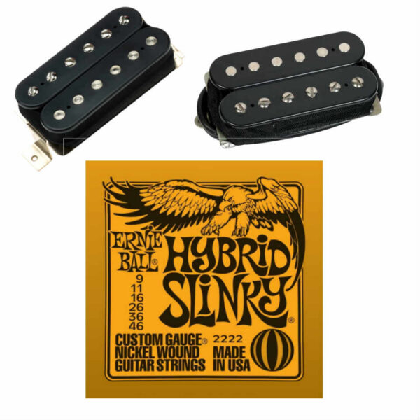 DiMarzio PAF Master Neck/Bridge Set, Black + EB2222 Strings