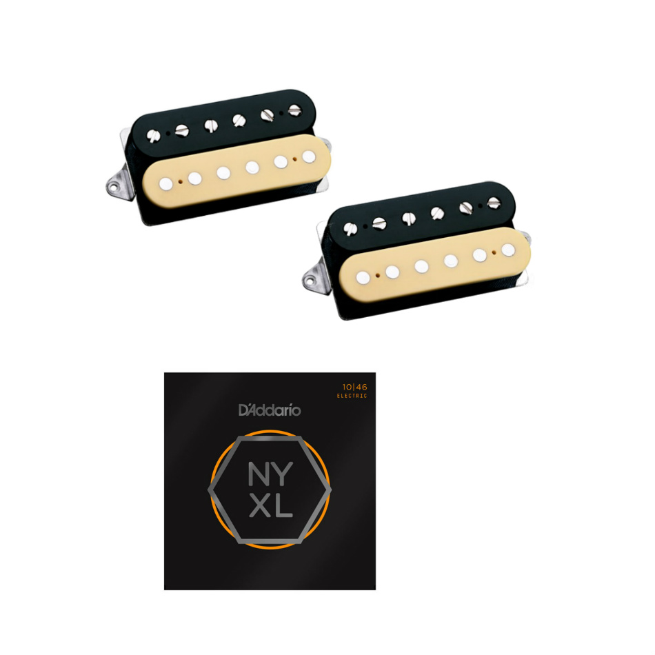 DiMarzio PAF Master Neck/Bridge Set, Black/Creme + Strings