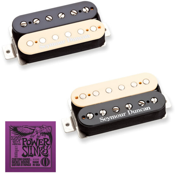 Seymour Duncan SH-PG1 Pearly Gates Reverse Zebra + Power Slinky Bundle