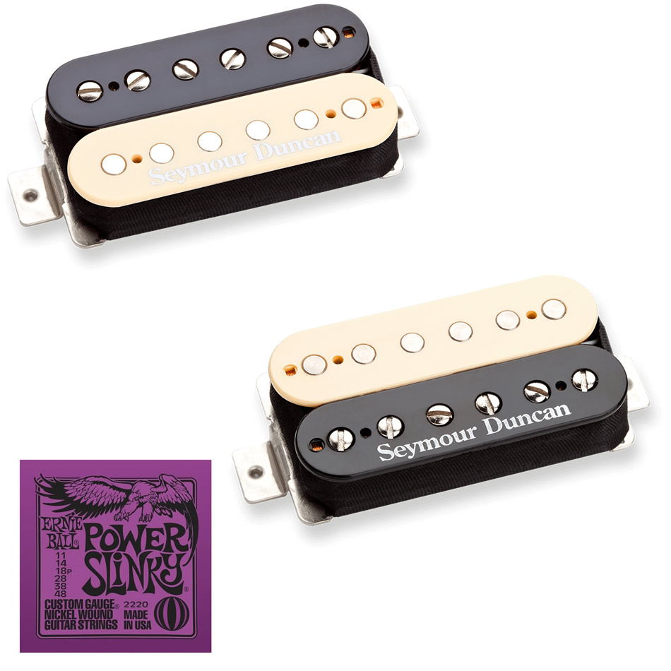 Seymour Duncan SH-PG1 Pearly Gates Reverse Zebra + Power Slinky Bundle