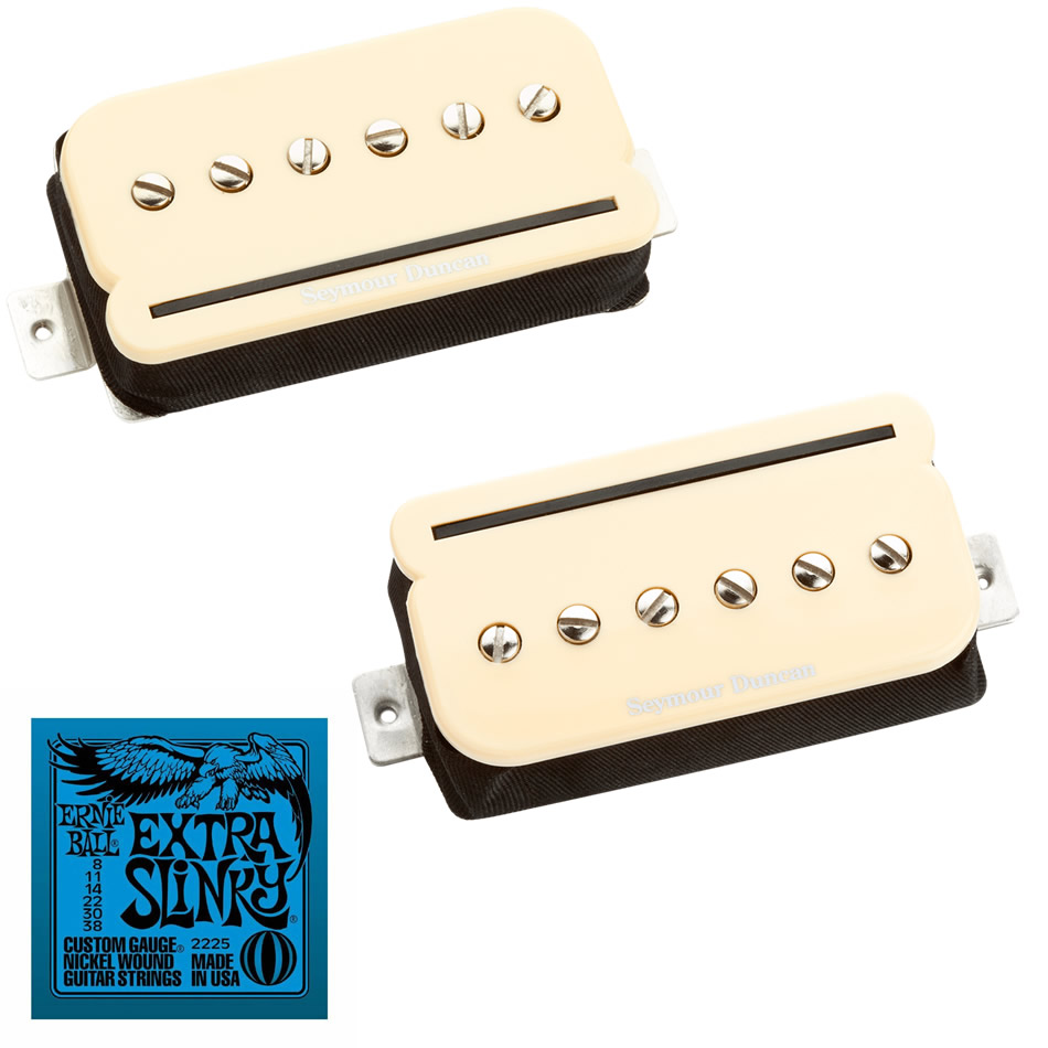 Seymour Duncan P-Rails Set (SHPR-1N/SHPR-1B) Cream + Strings