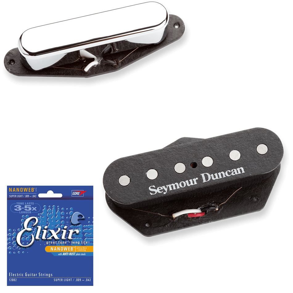 Seymour Duncan STR-2/STL-2 Hot Tele Pickup Set + Strings