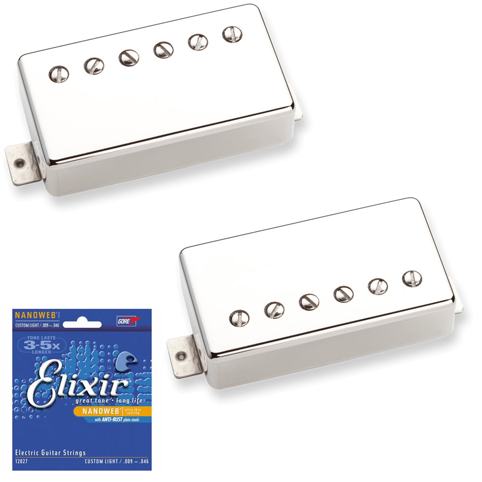 Seymour Duncan Pearly Gates Nickel Set (SH-PG1N/B) + Free Elixir Strings