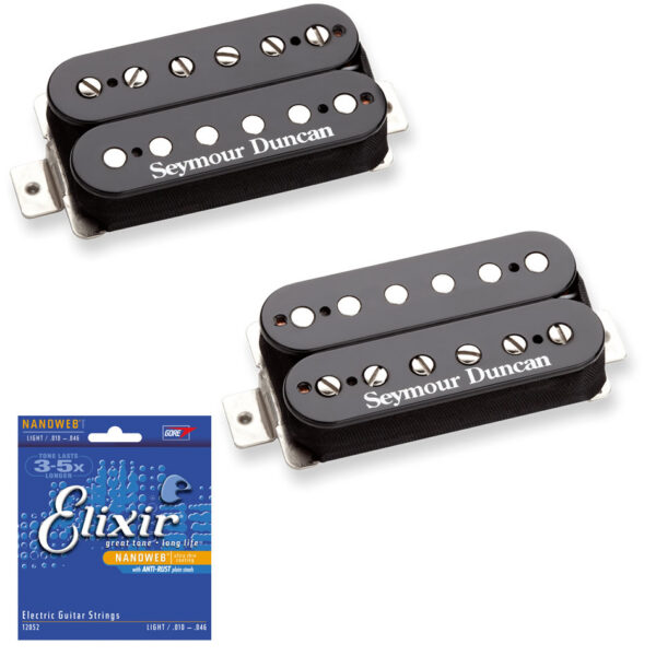 Seymour Duncan Pearly Gates SH-PG1 Humbucker Set (Black) + Elixir Strings