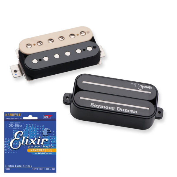 Seymour Duncan Dimebag Humbucker Set, Zebra + Elixir Strings
