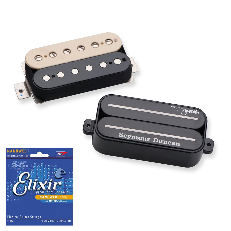 Seymour Duncan Dimebag Humbucker Set, Zebra + Free Elixir Strings
