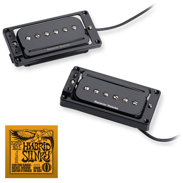 Seymour Duncan P-Rails Set w/ Triple Shot Rings, Black + Strings