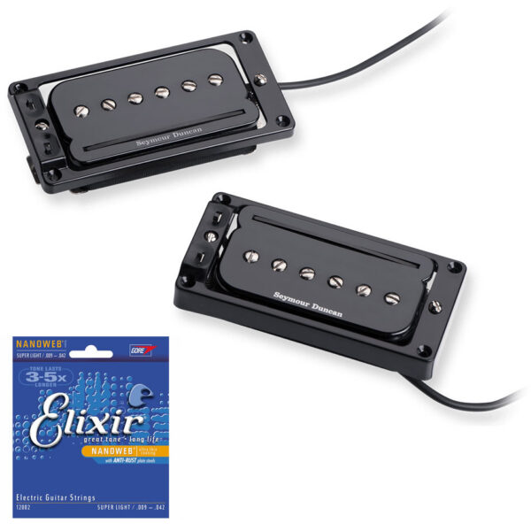 Seymour Duncan P-Rails Set, LP Triple Shot, Black + Strings