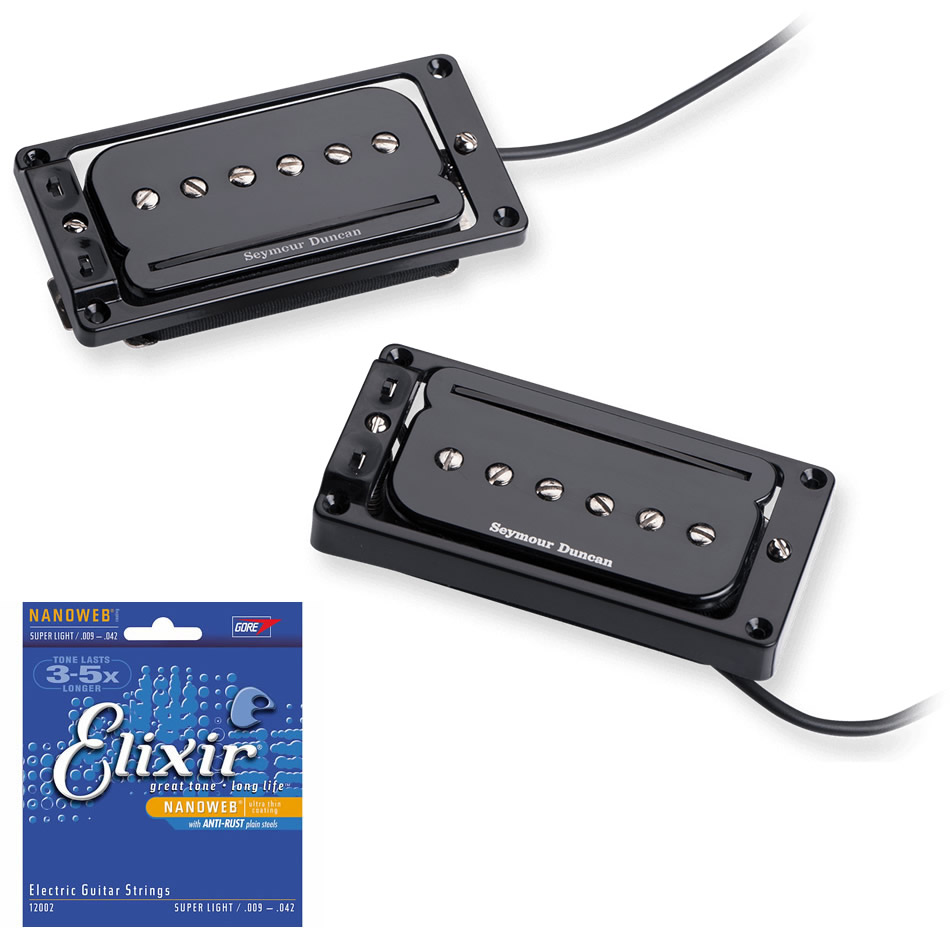 Seymour Duncan P-Rails Set, LP Triple Shot, Black + Strings