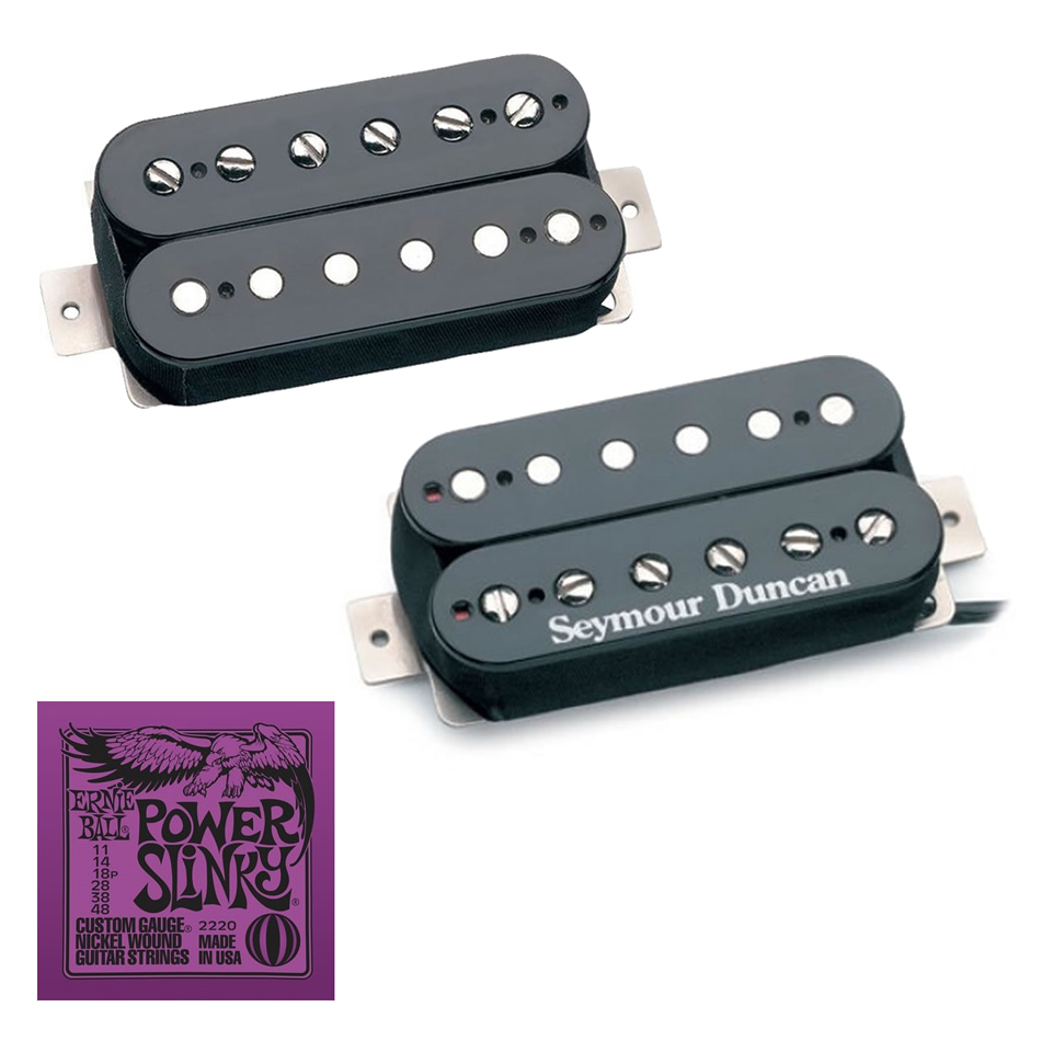 Seymour Duncan '59 Neck & Custom Bridge Set, Black + Free Strings